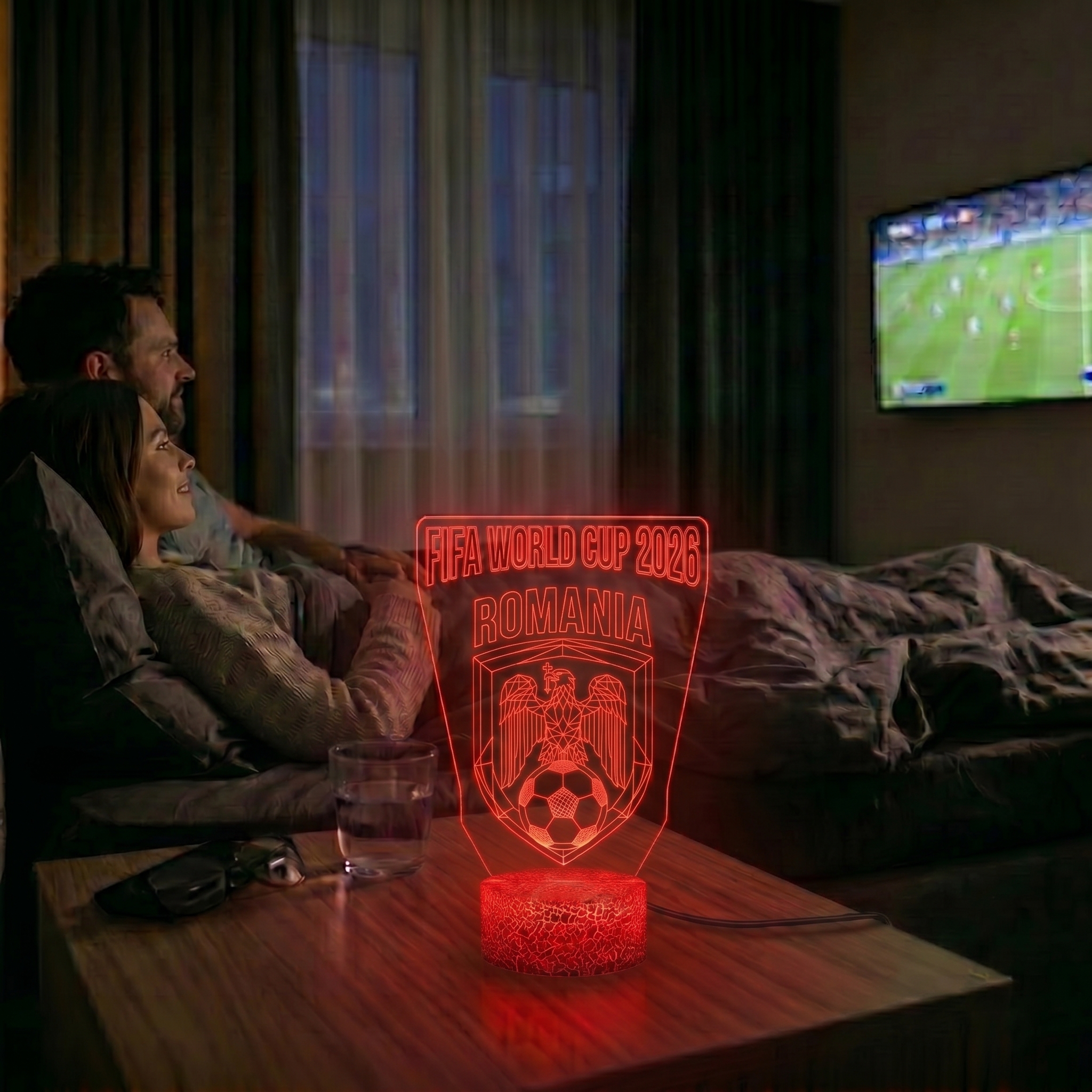 FIFA 2026 Romania Soccer Sports Themed 3D Optical Lamp