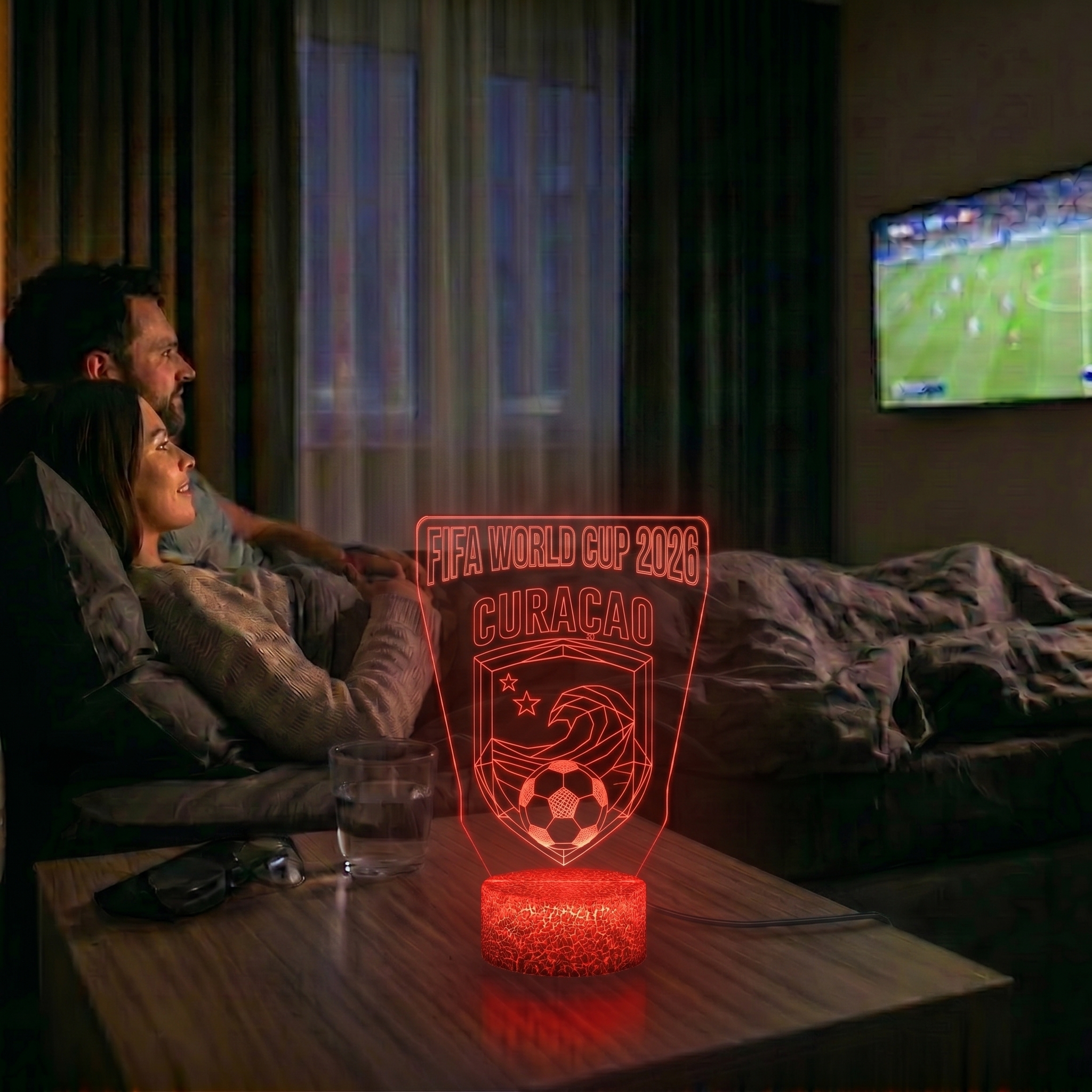 FIFA 2026 Curaçao Soccer Sports Themed 3D Optical Lamp