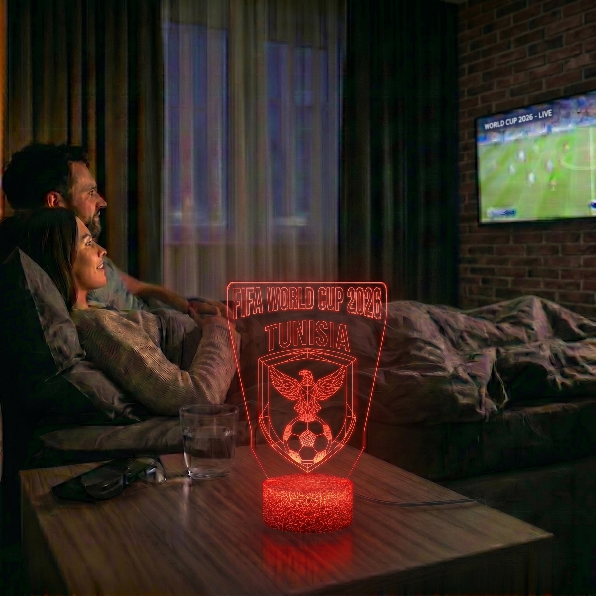 FIFA 2026 Tunisia Soccer Sports Themed 3D Optical Lamp