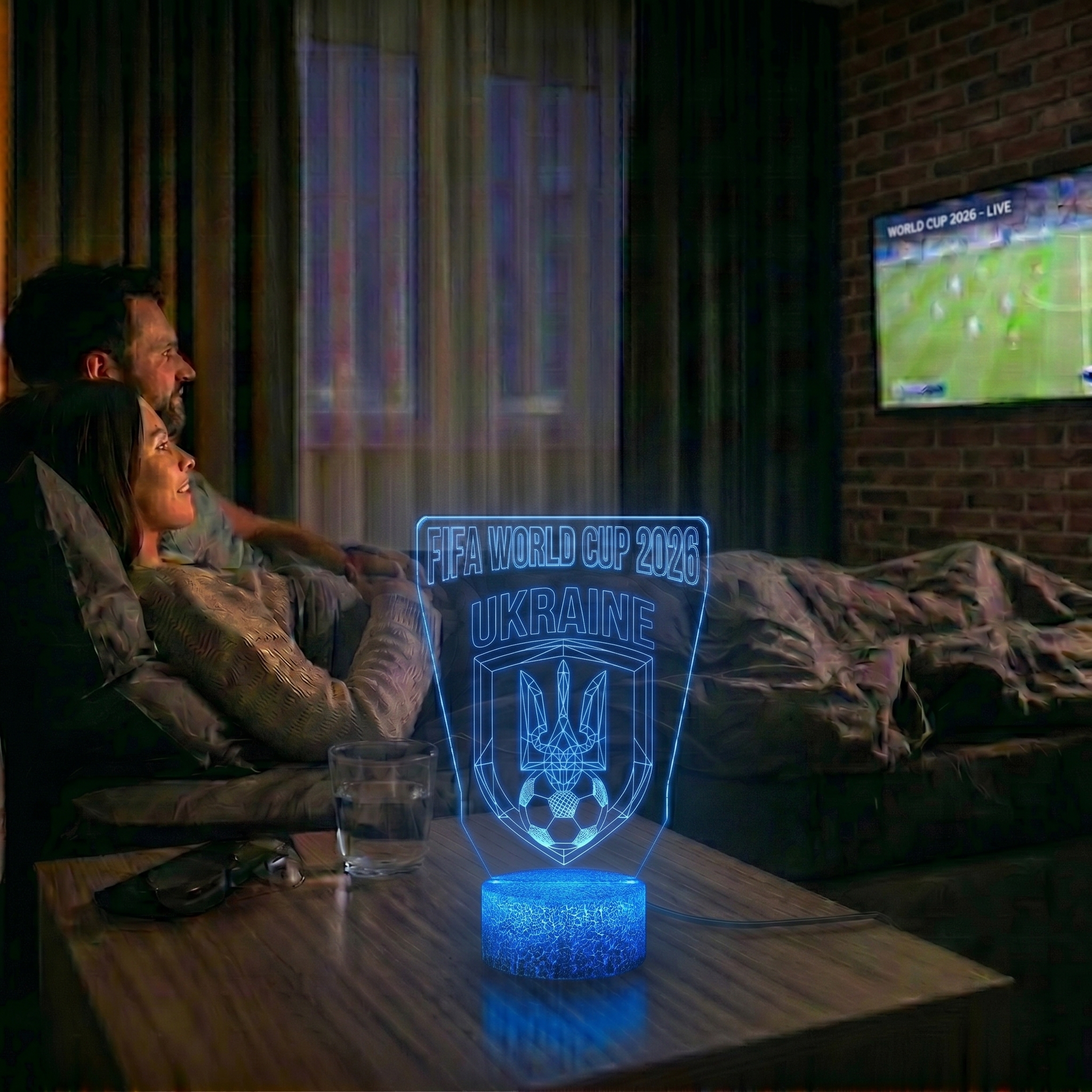 FIFA 2026 Ukraine Soccer Sports Themed 3D Optical Lamp