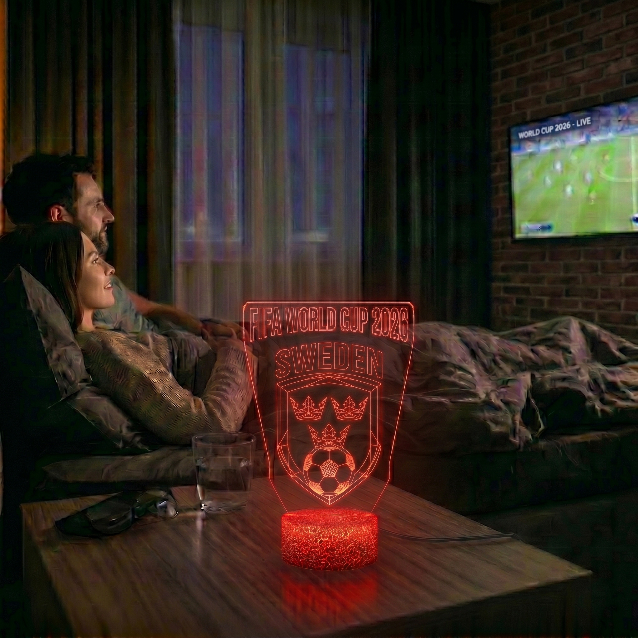 FIFA 2026 Sweden Soccer Sports Themed 3D Optical Lamp