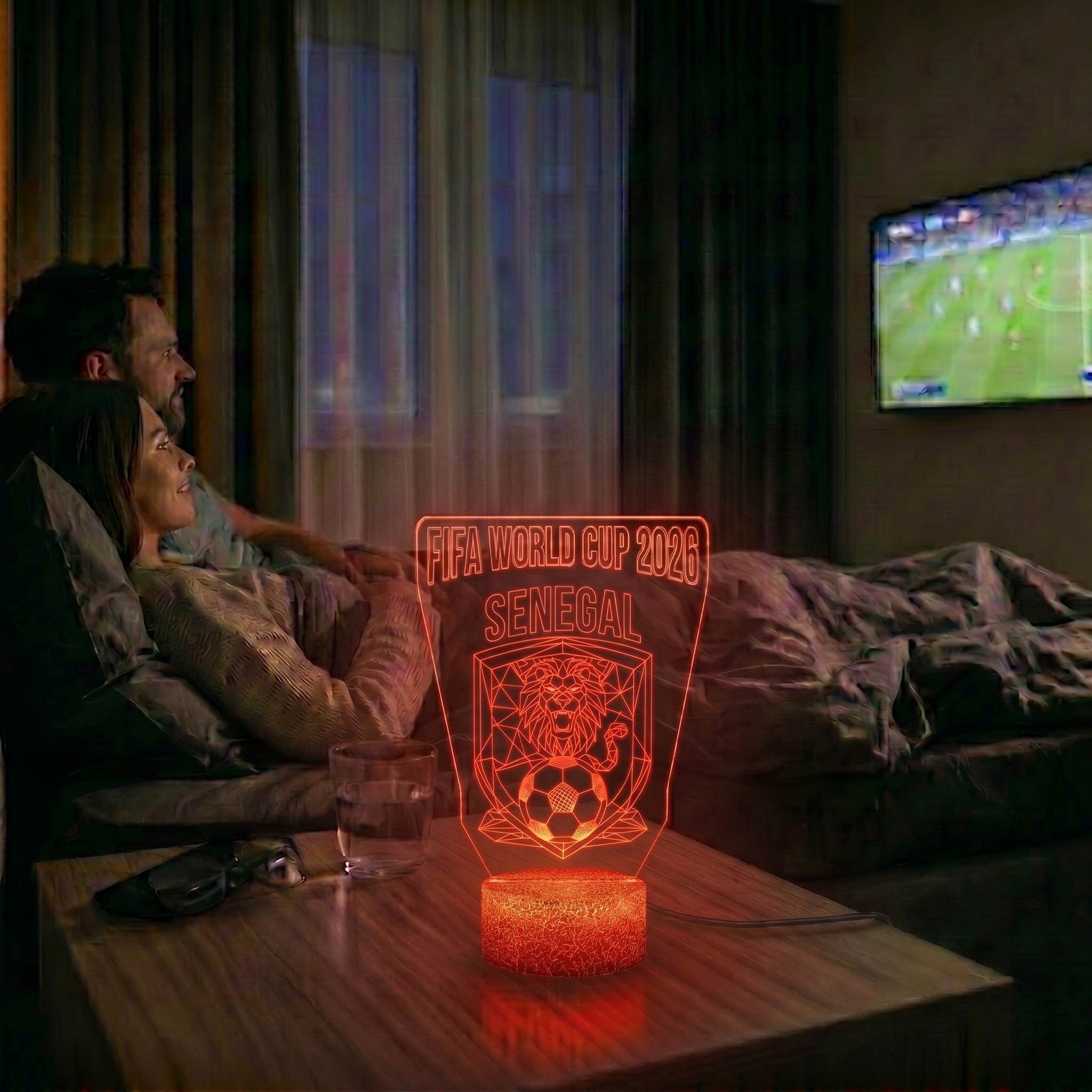 FIFA 2026 Senegal Soccer Sports Themed 3D Optical Lamp