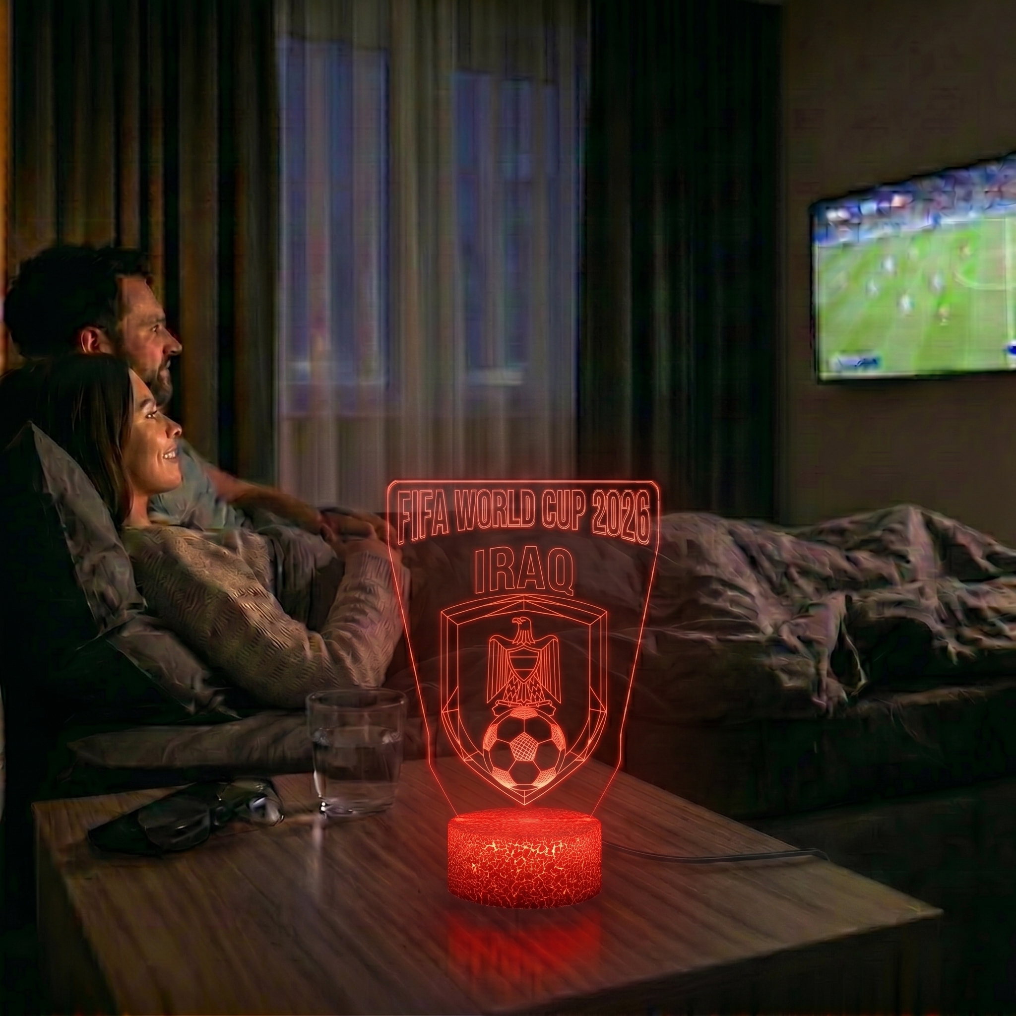FIFA 2026 Iraq Soccer Sports Themed 3D Optical Lamp