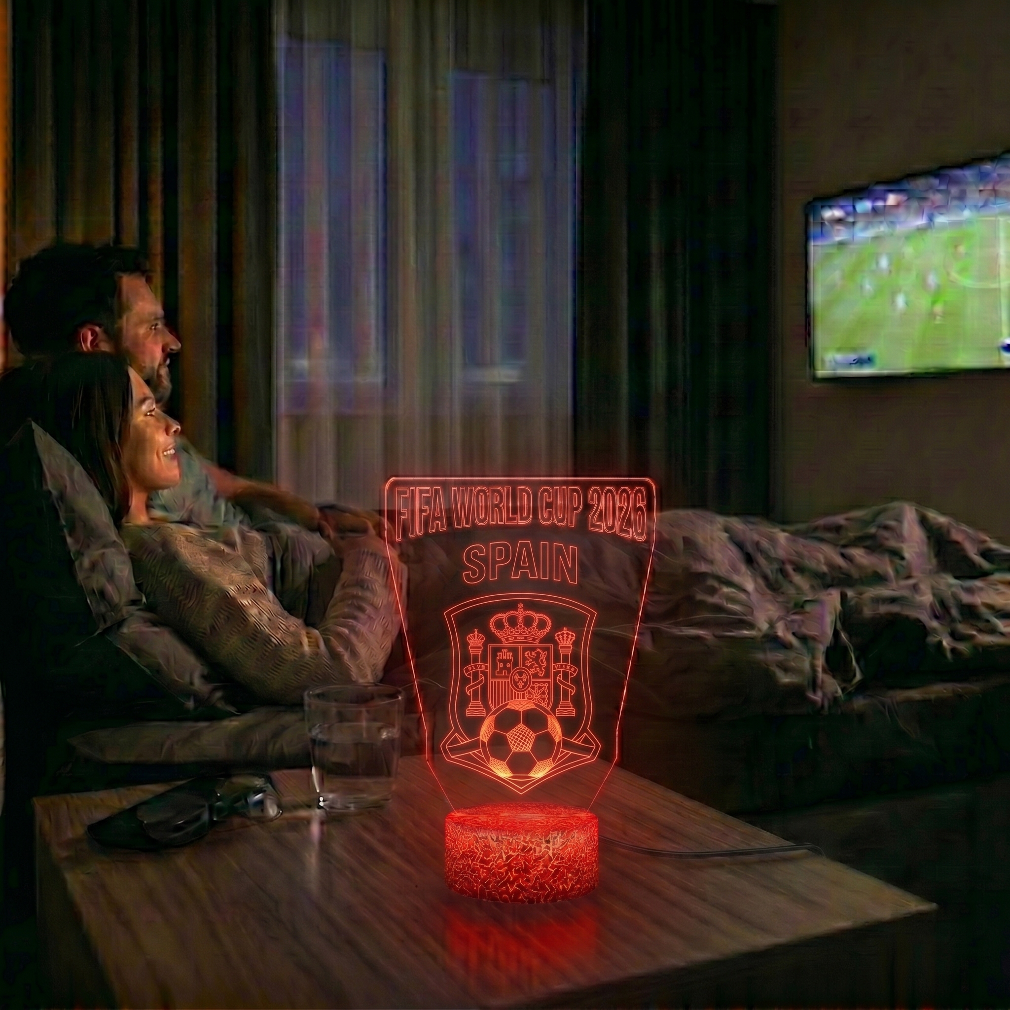 FIFA 2026 Spain Soccer Sports Themed 3D Optical Lamp