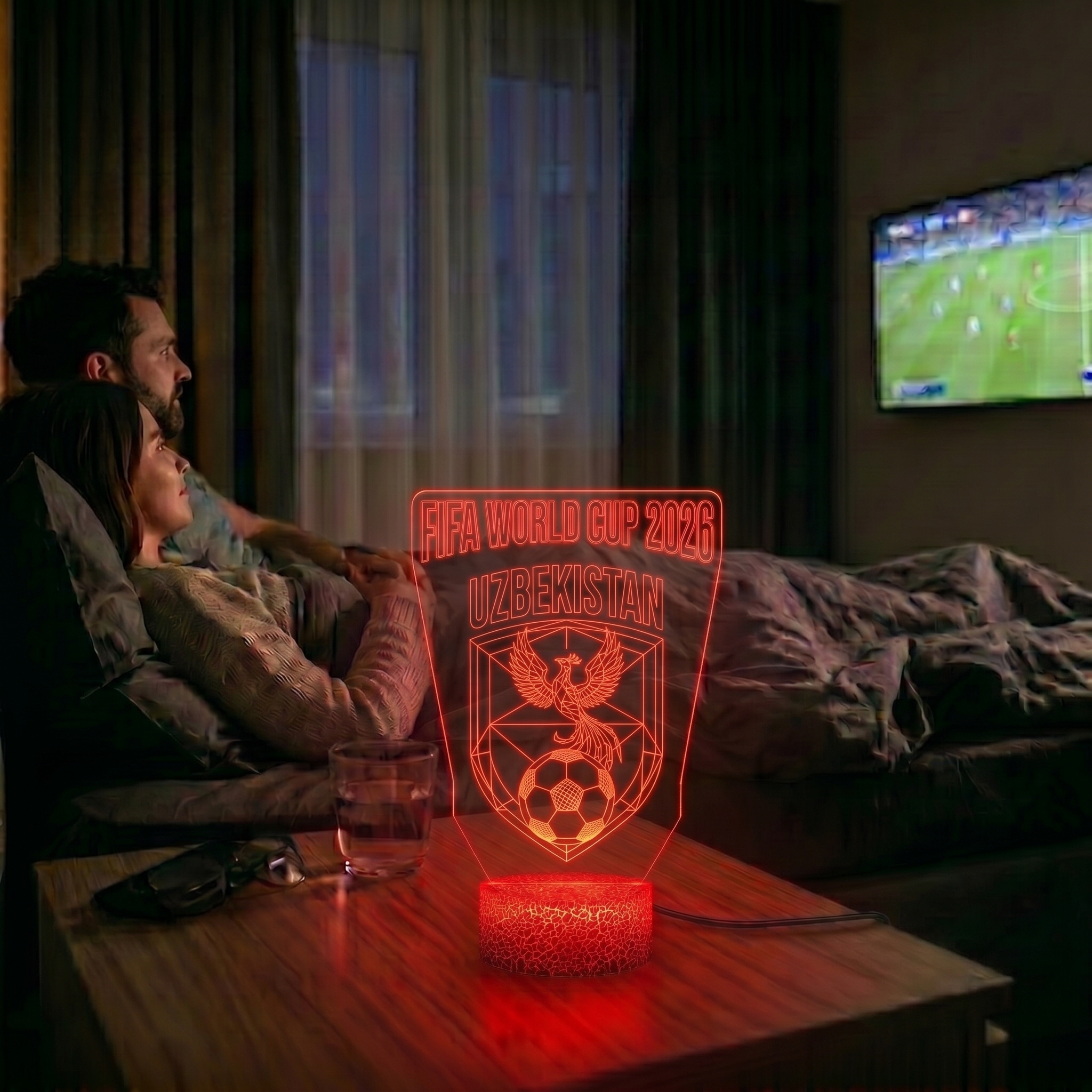 FIFA 2026 Uzbekistan Soccer Sports Themed 3D Optical Lamp