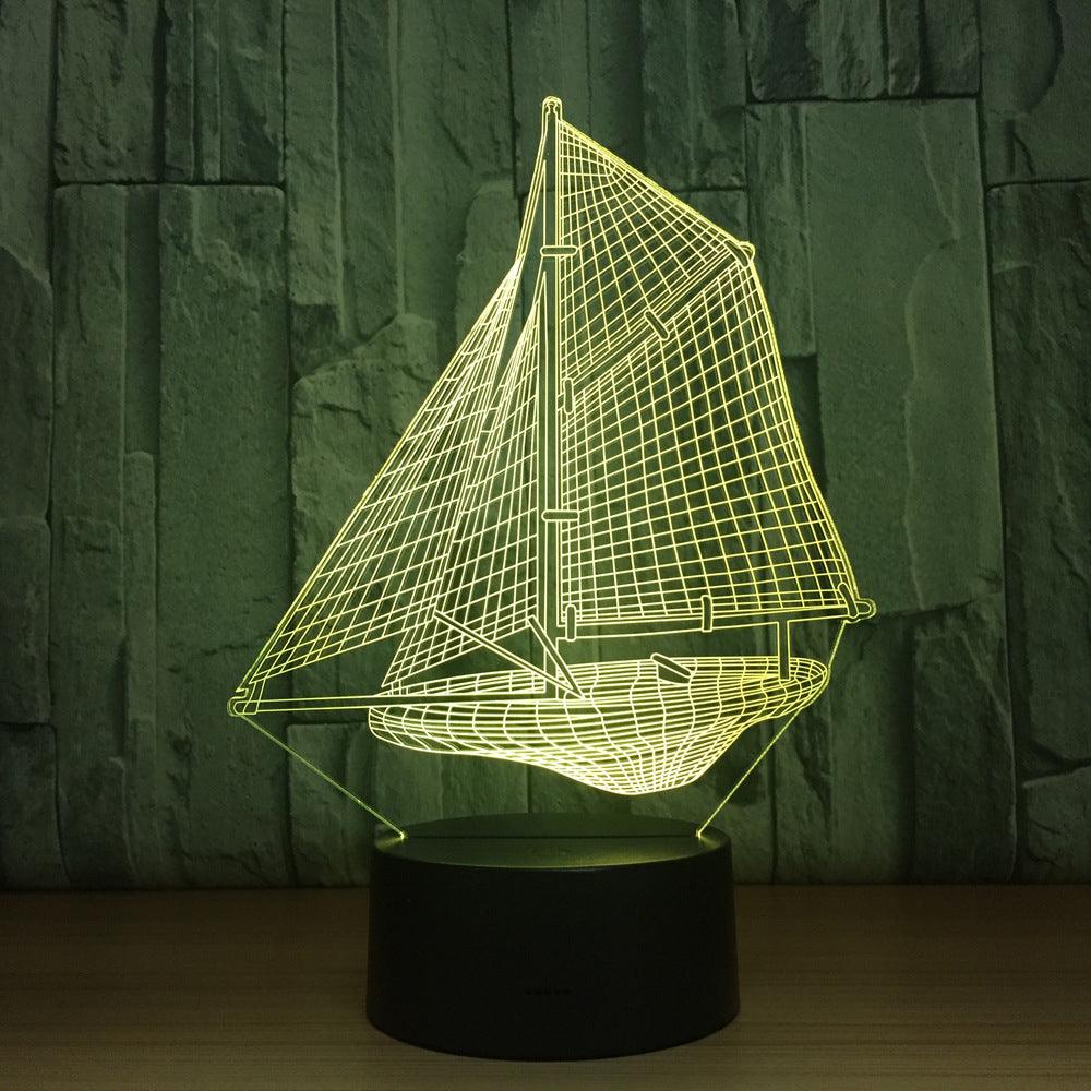 Sailboat 3D Optical Illusion Lamp-3D Optical Lamp
