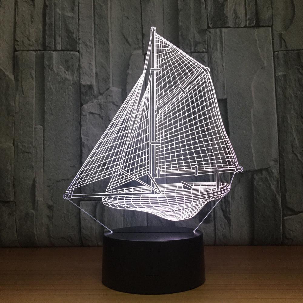 Sailboat 3D Optical Illusion Lamp - 3D Optical Lamp