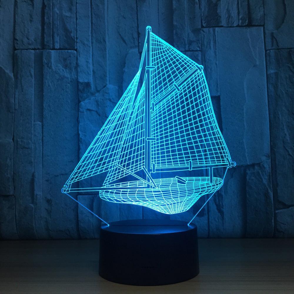 Sailboat 3D Optical Illusion Lamp - 3D Optical Lamp