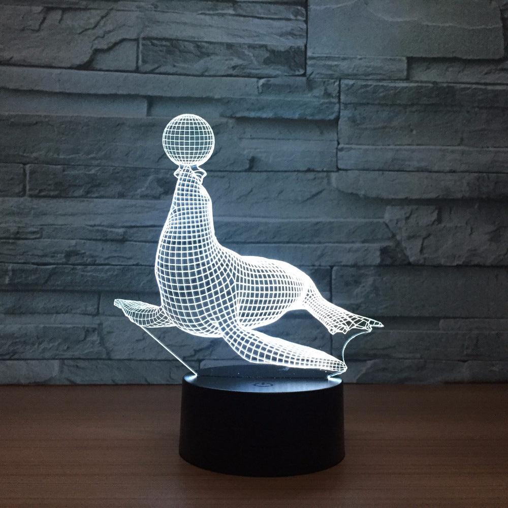 Adorable Sea Lion 3D Optical Illusion Lamp-3D Optical Lamp