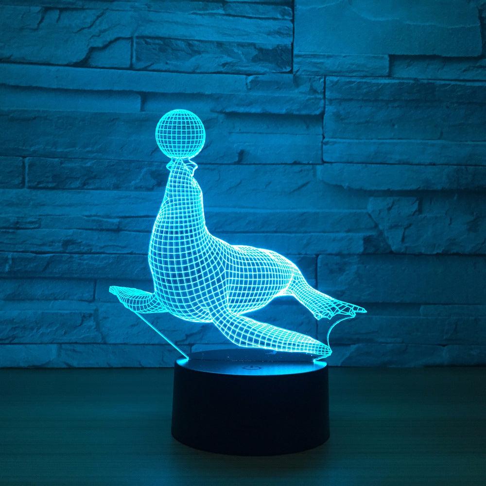 Adorable Sea Lion 3D Optical Illusion Lamp - 3D Optical Lamp