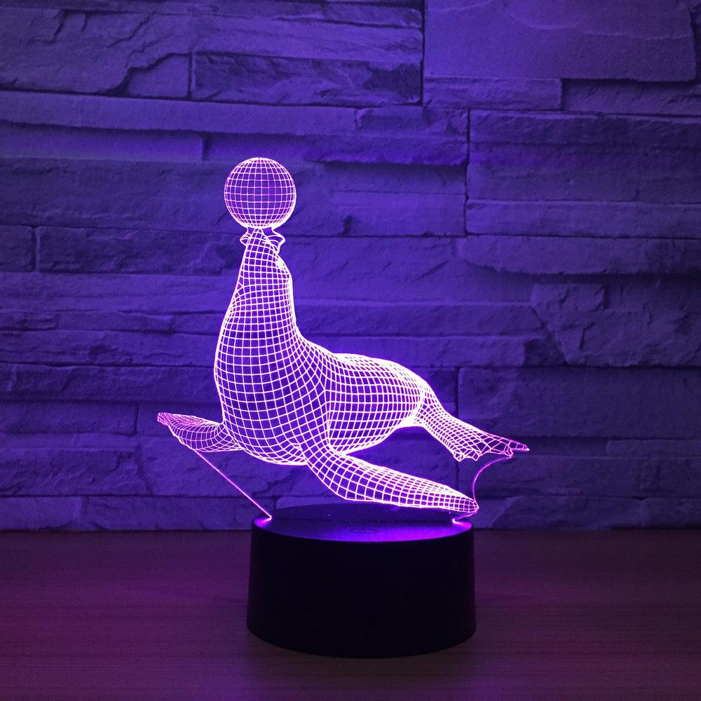 Adorable Sea Lion 3D Optical Illusion Lamp-3D Optical Lamp