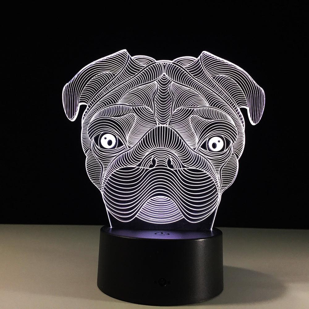 Pug Head LED Lamp-3D Optical Lamp