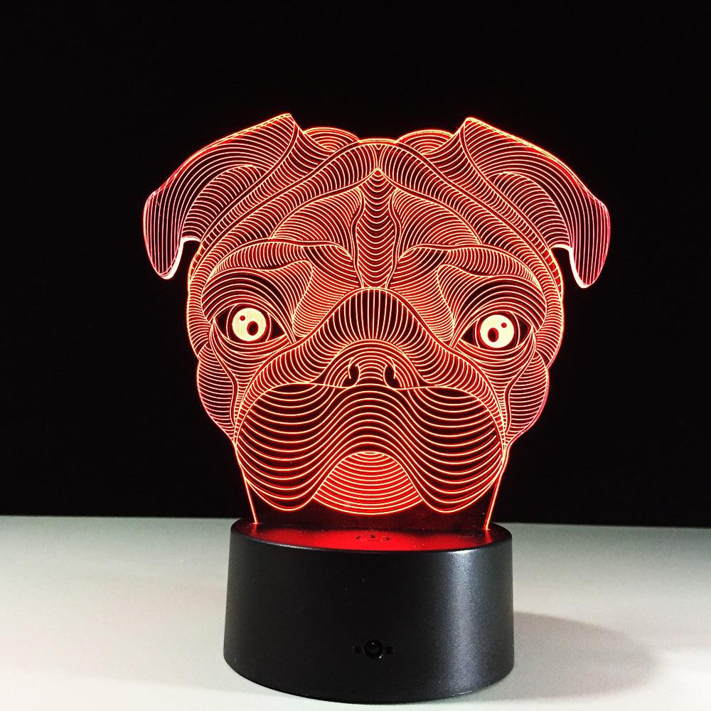 Pug Head LED Lamp-3D Optical Lamp