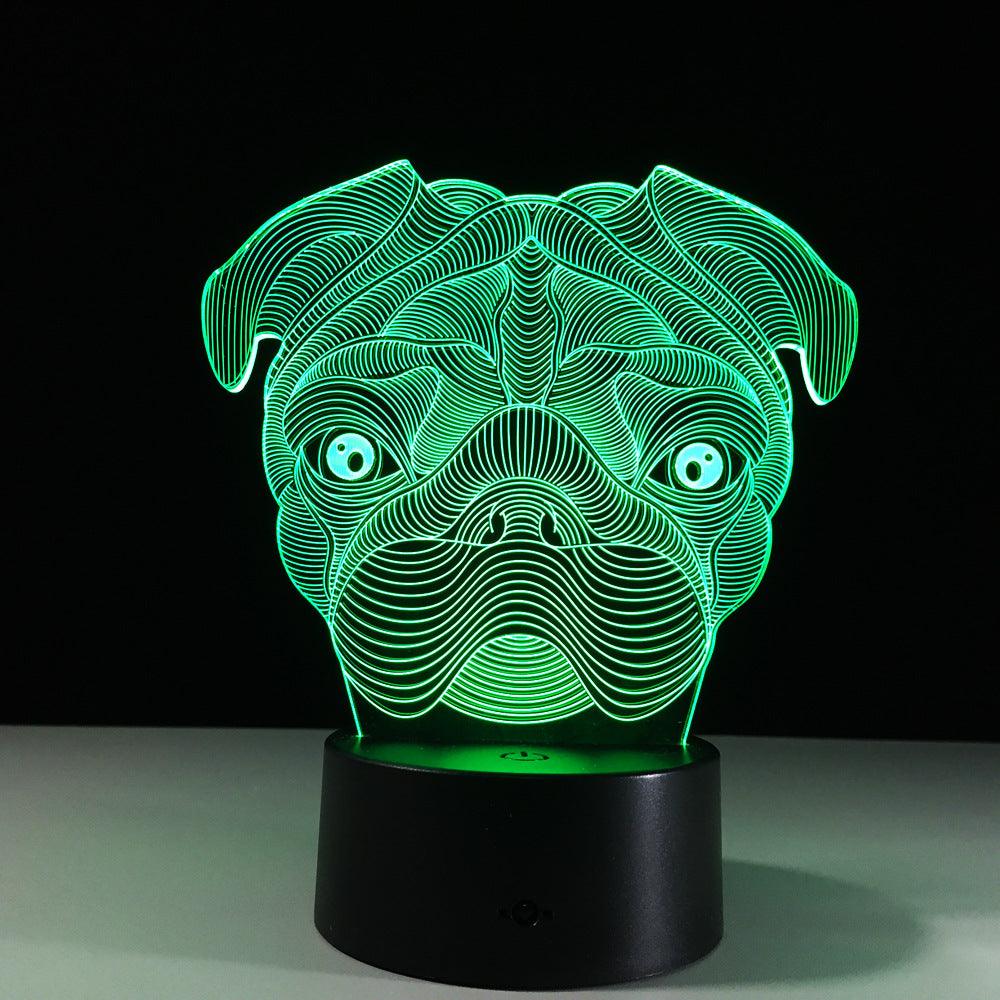 Pug Head LED Lamp-3D Optical Lamp