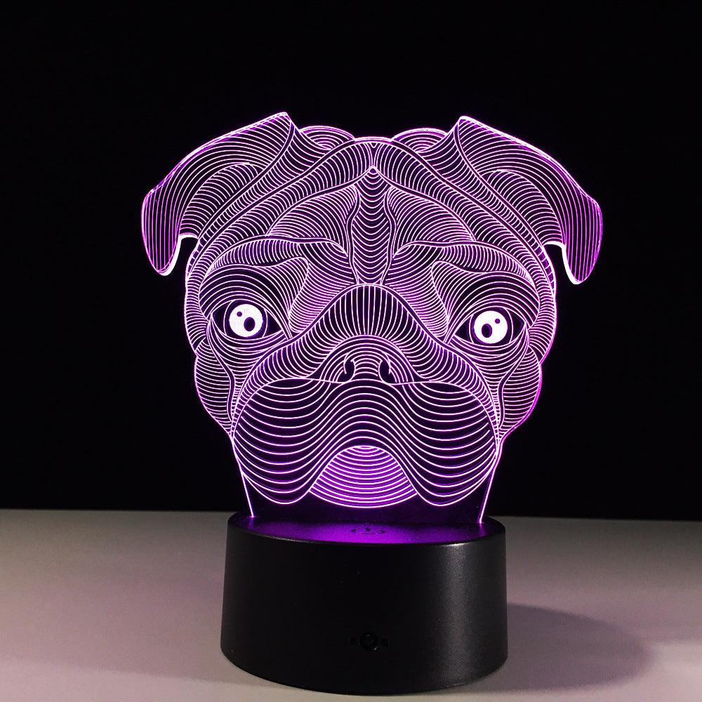 Pug Head LED Lamp-3D Optical Lamp