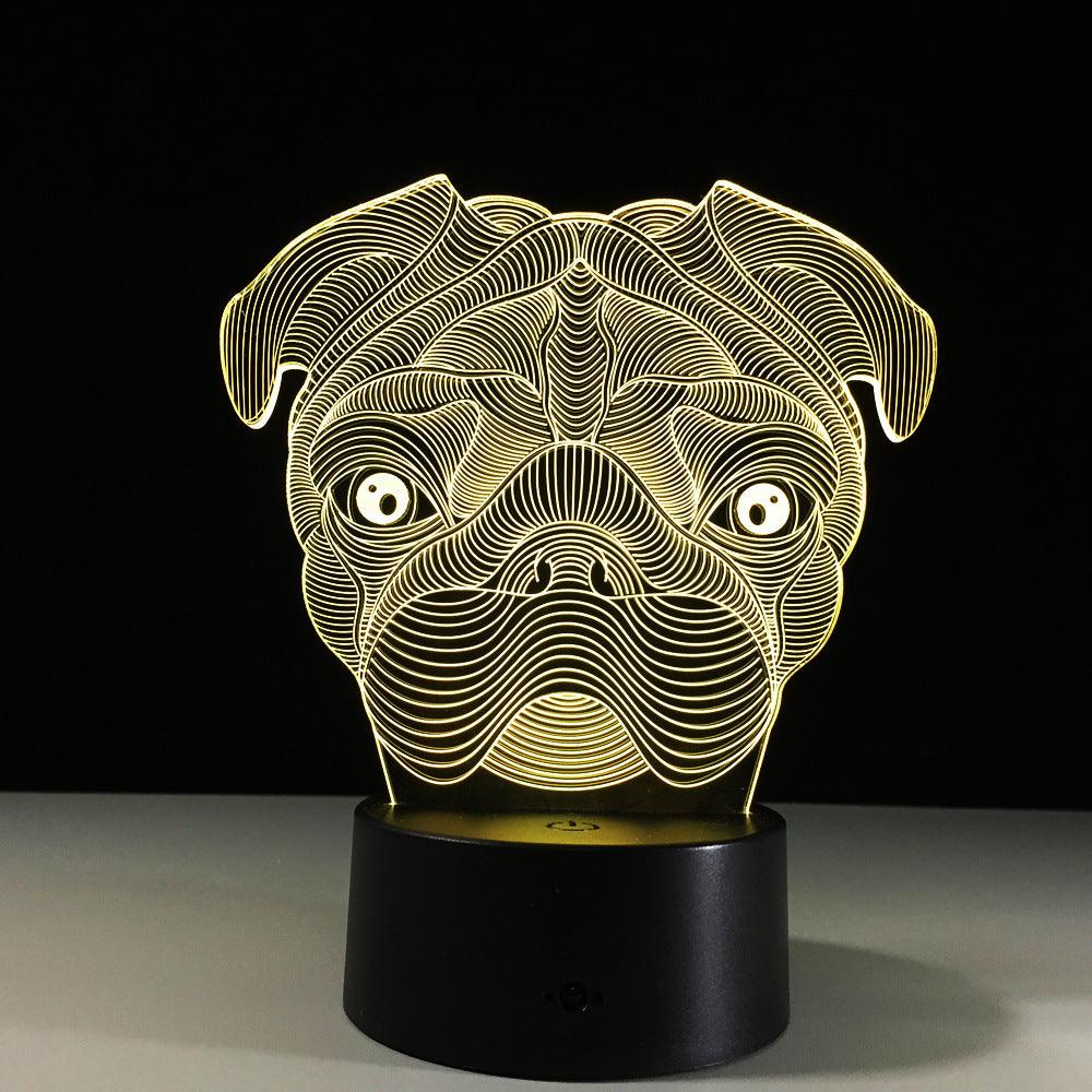 Pug Head LED Lamp-3D Optical Lamp