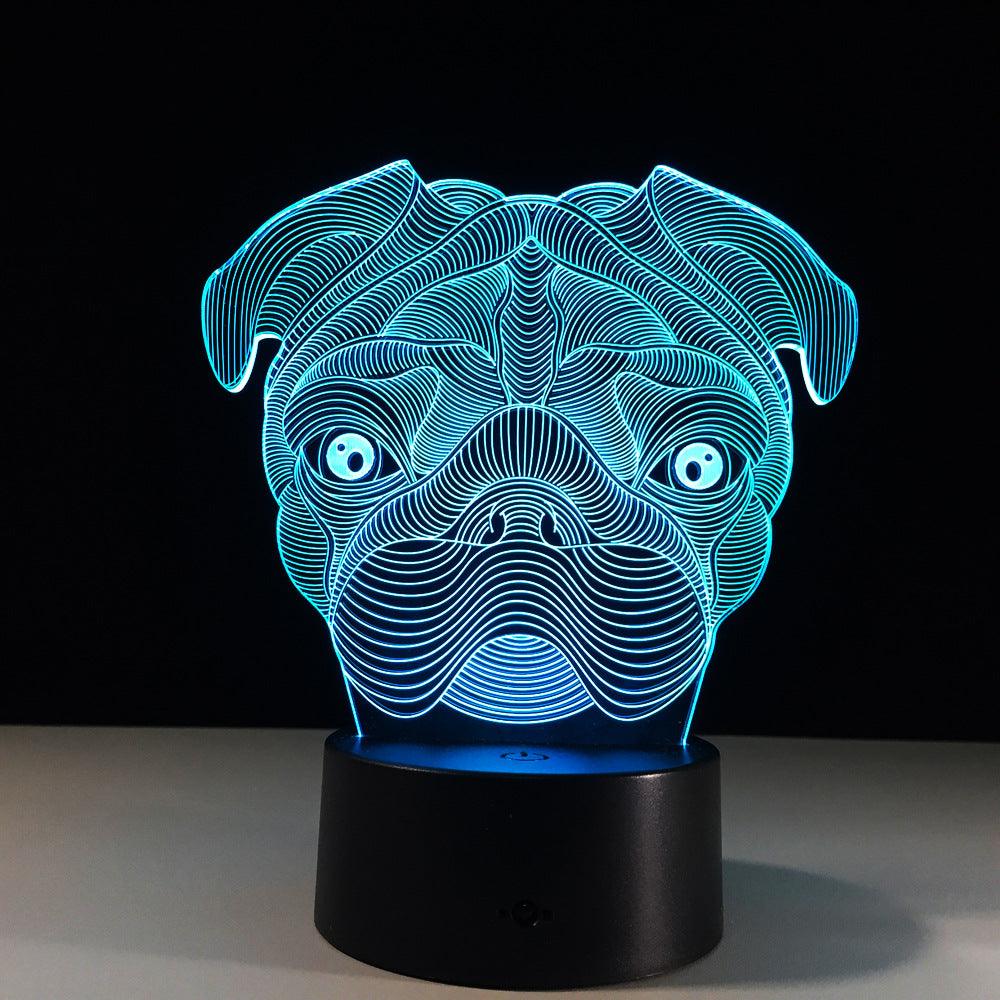 Pug Head LED Lamp-3D Optical Lamp