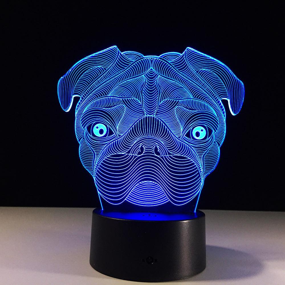 Pug Head LED Lamp-3D Optical Lamp