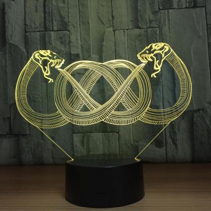 Double Snakes 3D Optical Illusion Lamp - 3D Optical Lamp