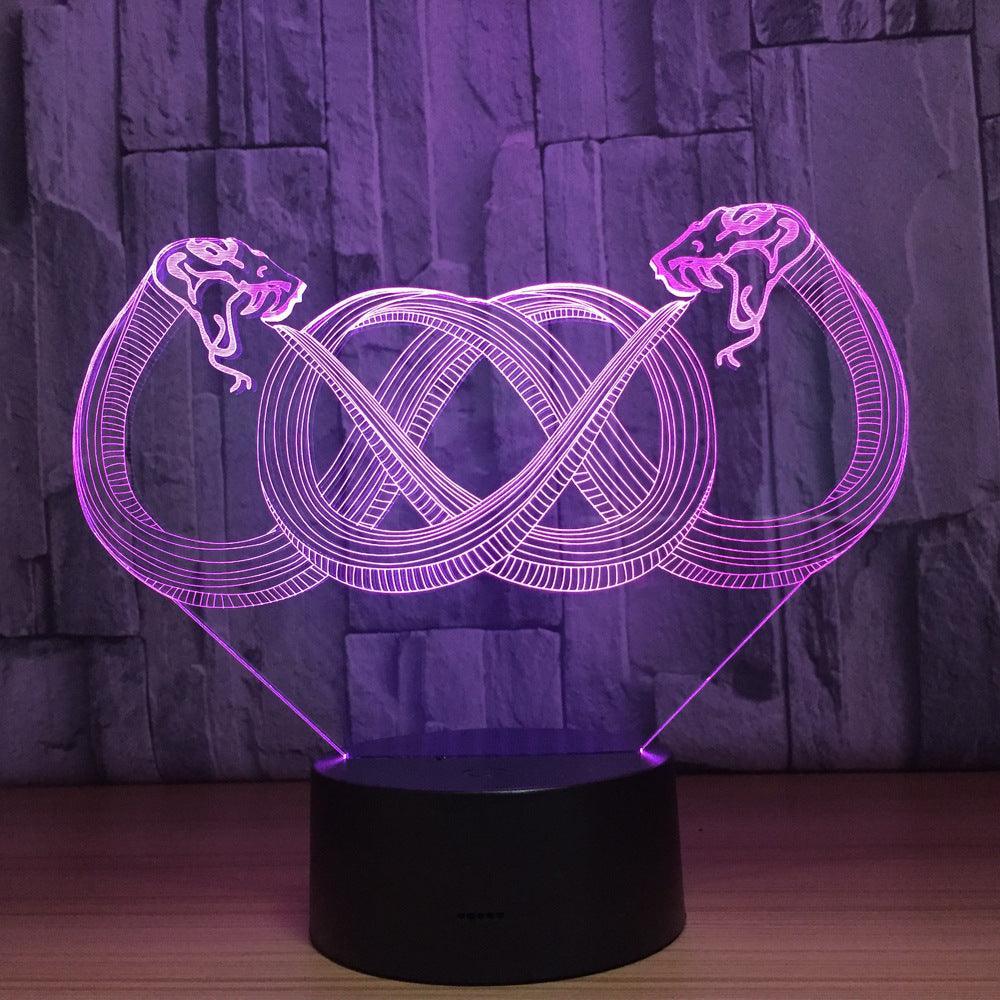 Double Snakes 3D Optical Illusion Lamp - 3D Optical Lamp