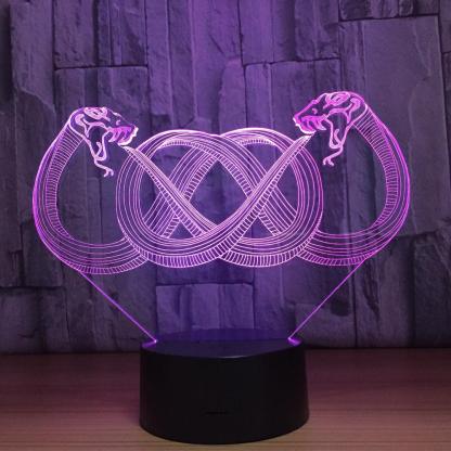 Double Snakes 3D Optical Illusion Lamp - 3D Optical Lamp