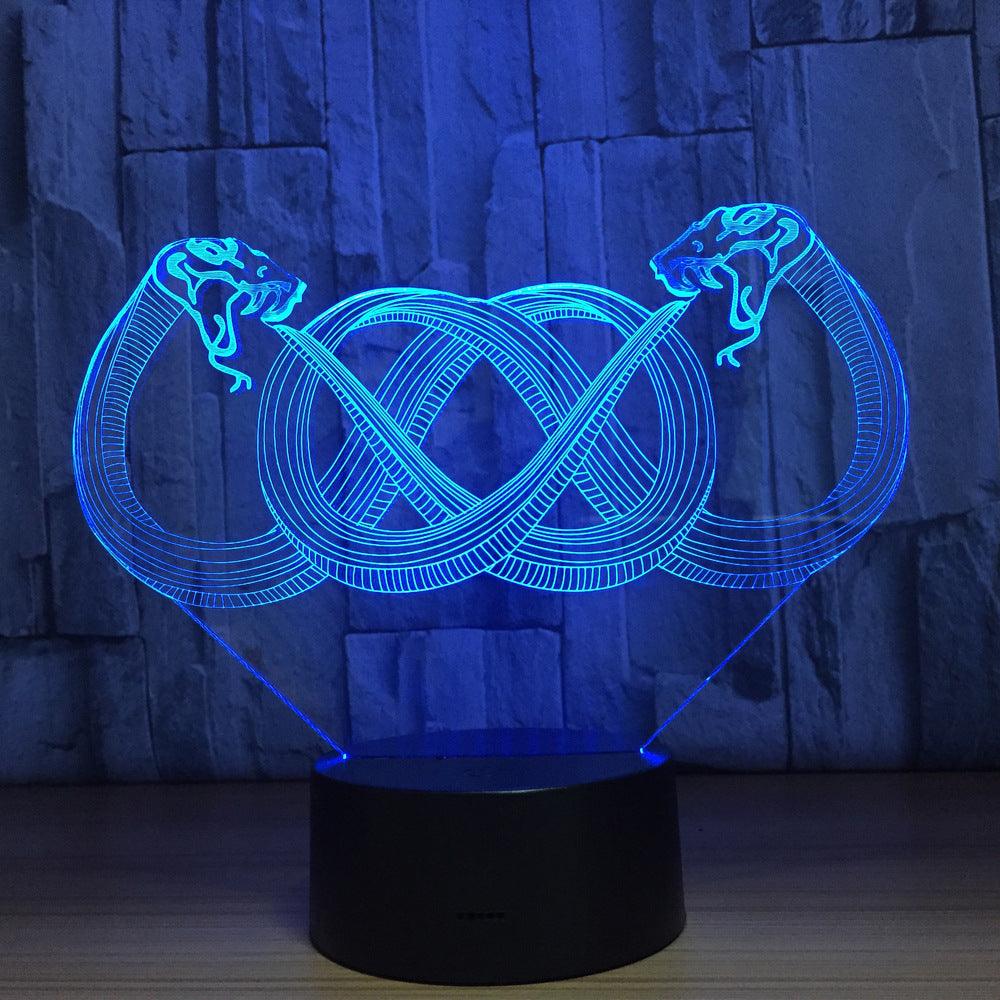 Double Snakes 3D Optical Illusion Lamp - 3D Optical Lamp
