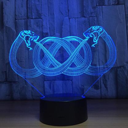 Double Snakes 3D Optical Illusion Lamp - 3D Optical Lamp