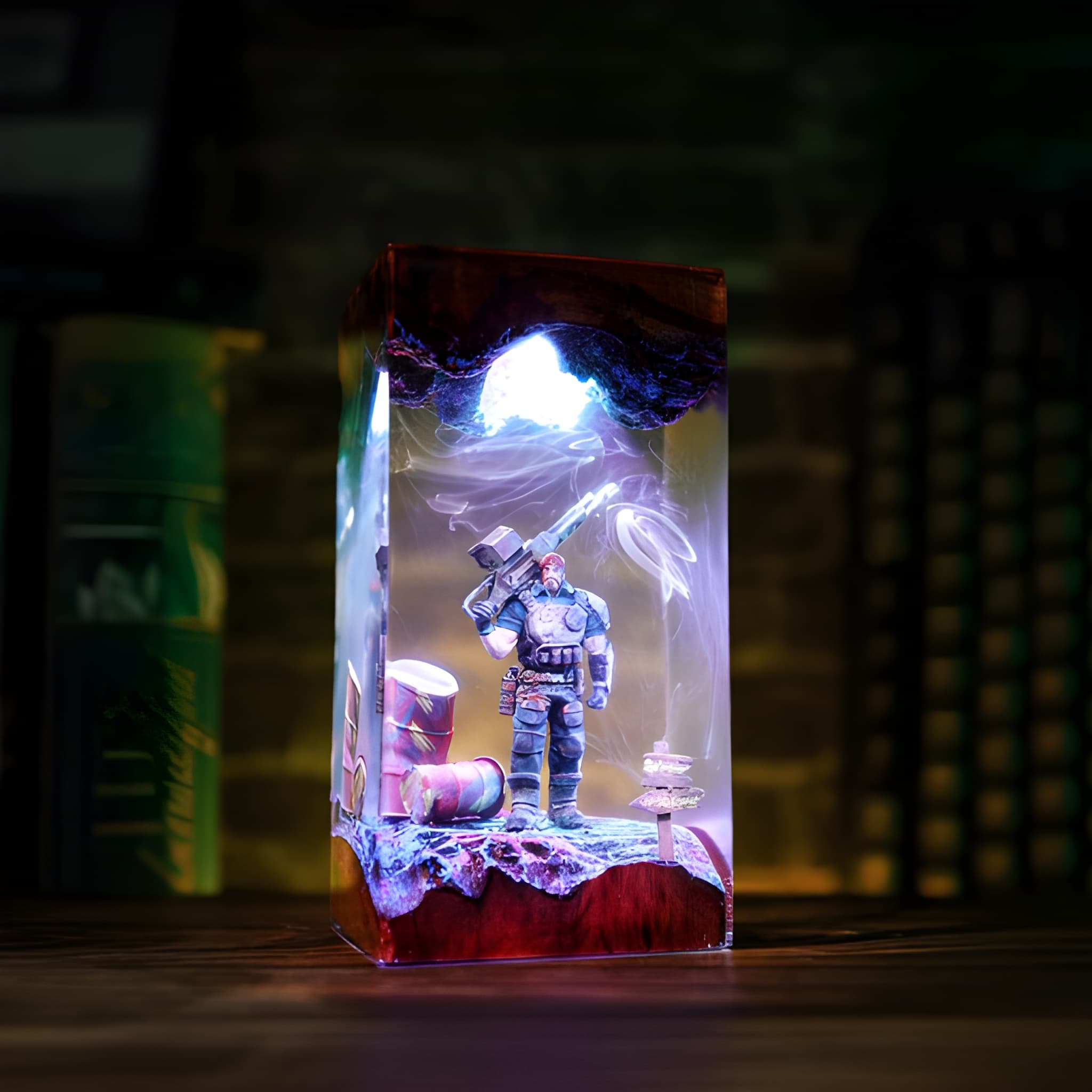 Game Soldier Resin Night Light Handmade Decor