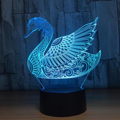 Abstract Swan 3D Lamp Graceful Light for Modern Spaces-3D Optical Lamp