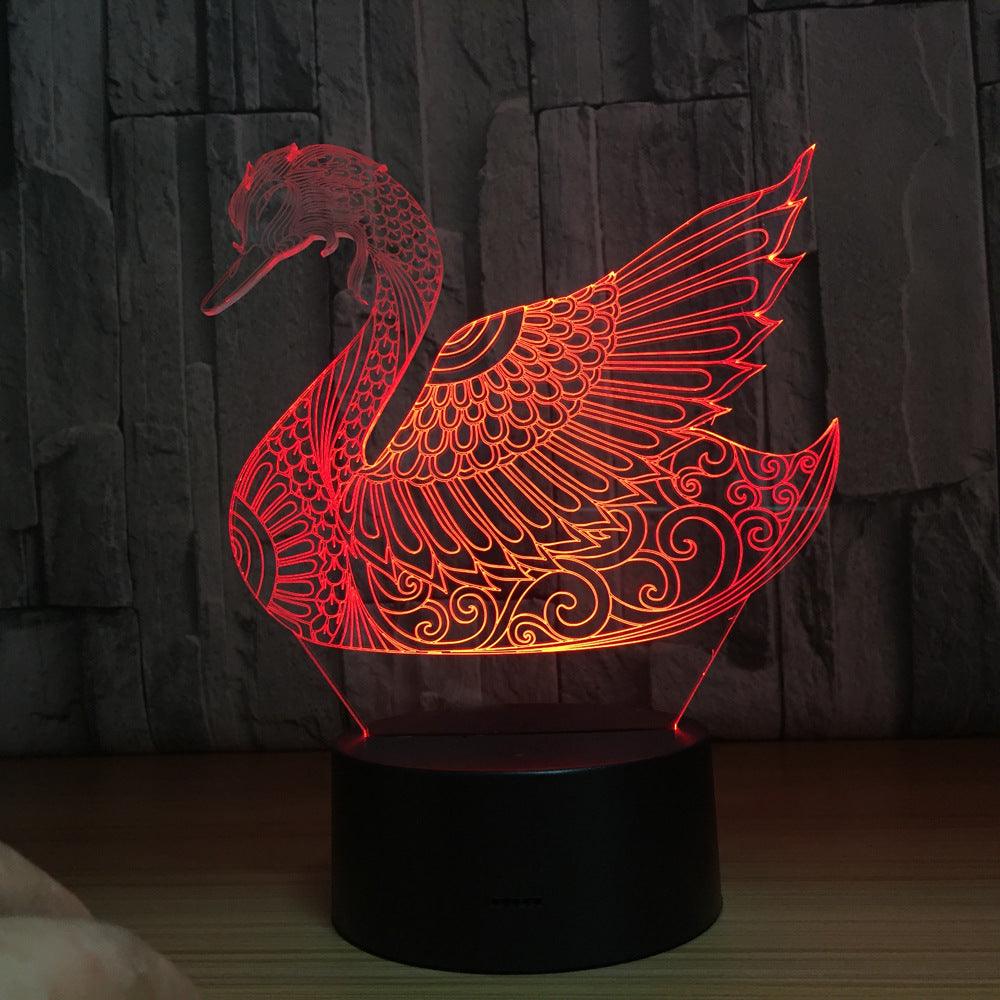 Abstract Swan 3D Lamp Graceful Light for Modern Spaces-3D Optical Lamp
