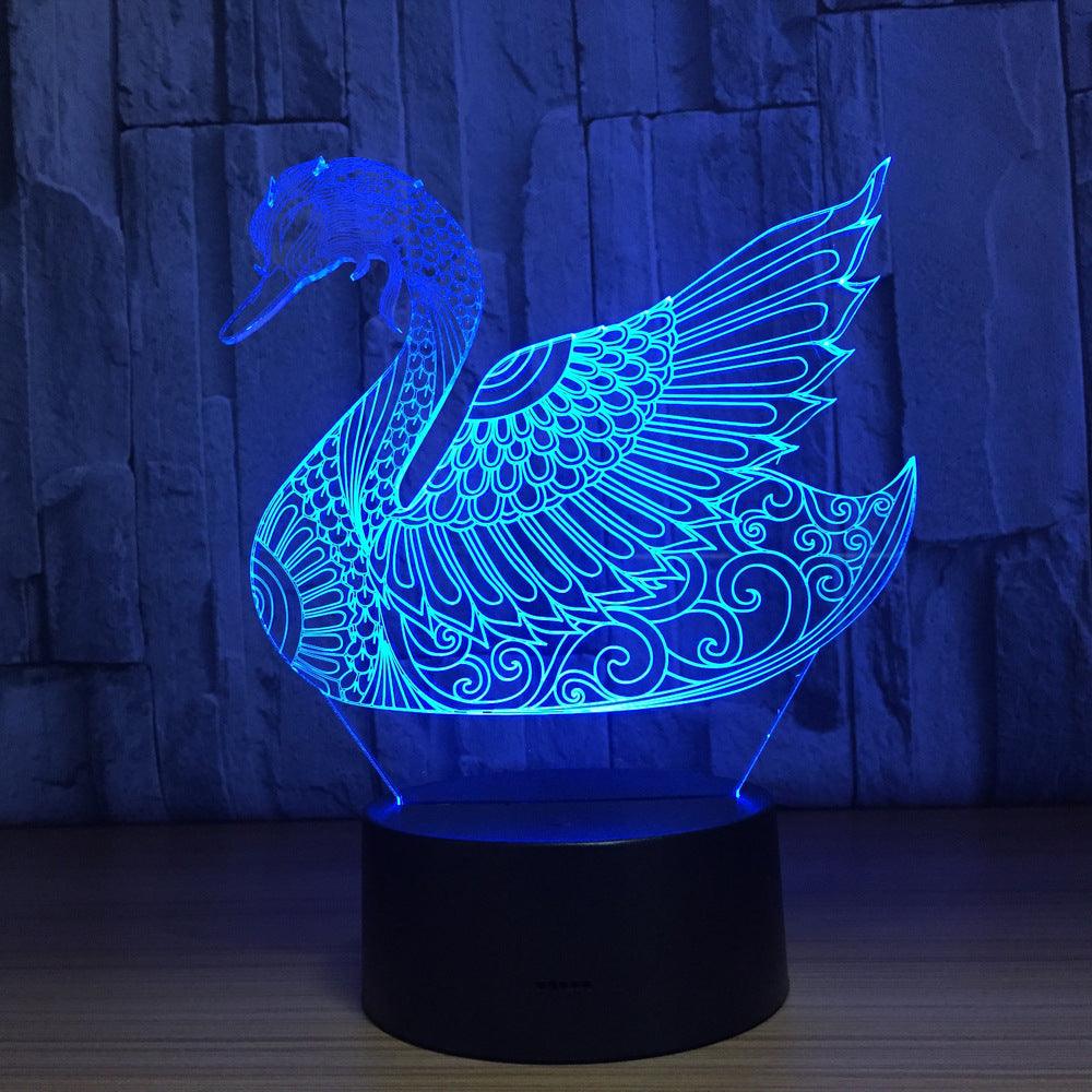 Abstract Swan 3D Lamp Graceful Light for Modern Spaces-3D Optical Lamp