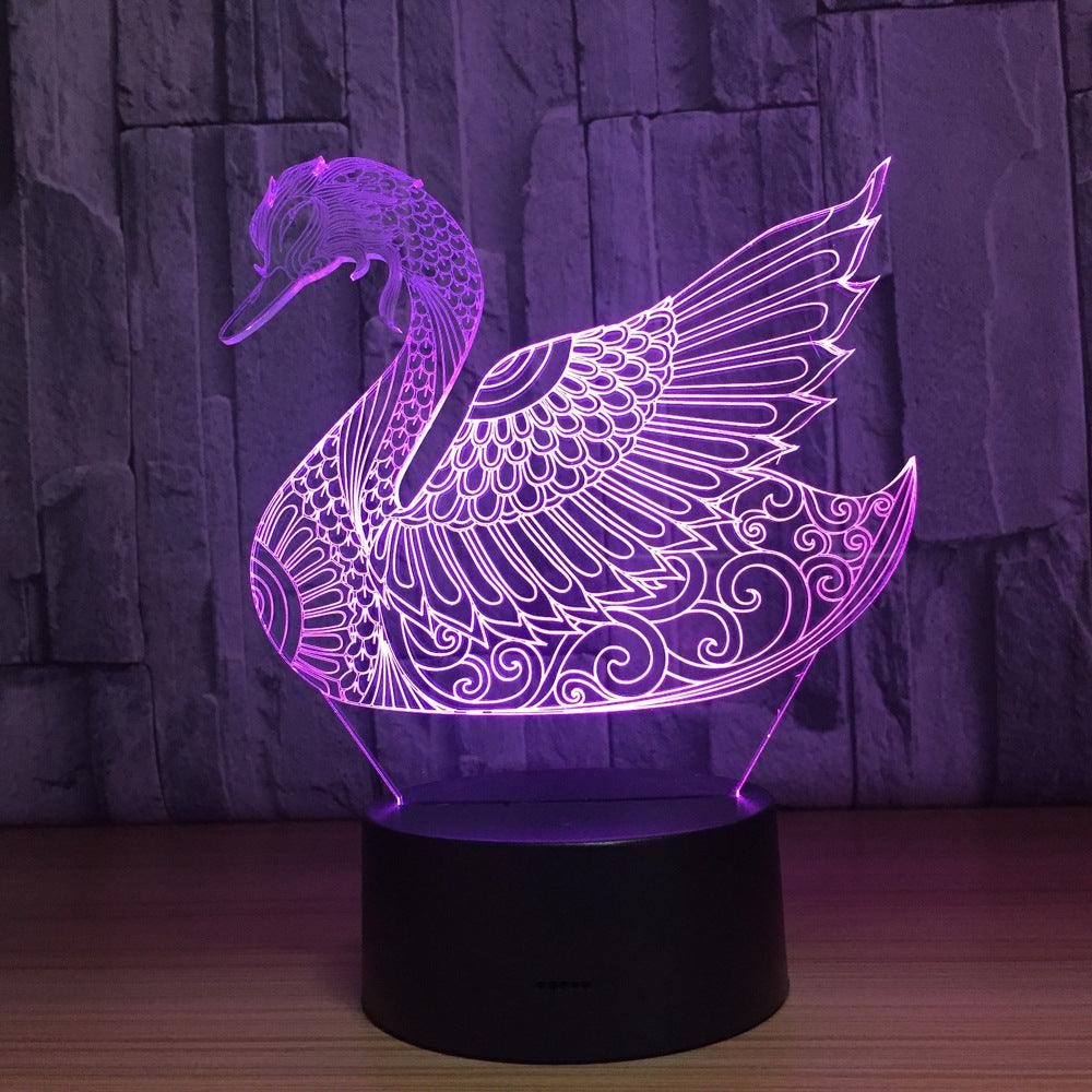 Abstract Swan 3D Lamp Graceful Light for Modern Spaces-3D Optical Lamp