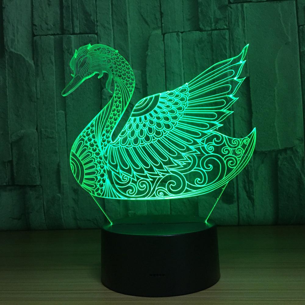 Abstract Swan 3D Lamp Graceful Light for Modern Spaces-3D Optical Lamp
