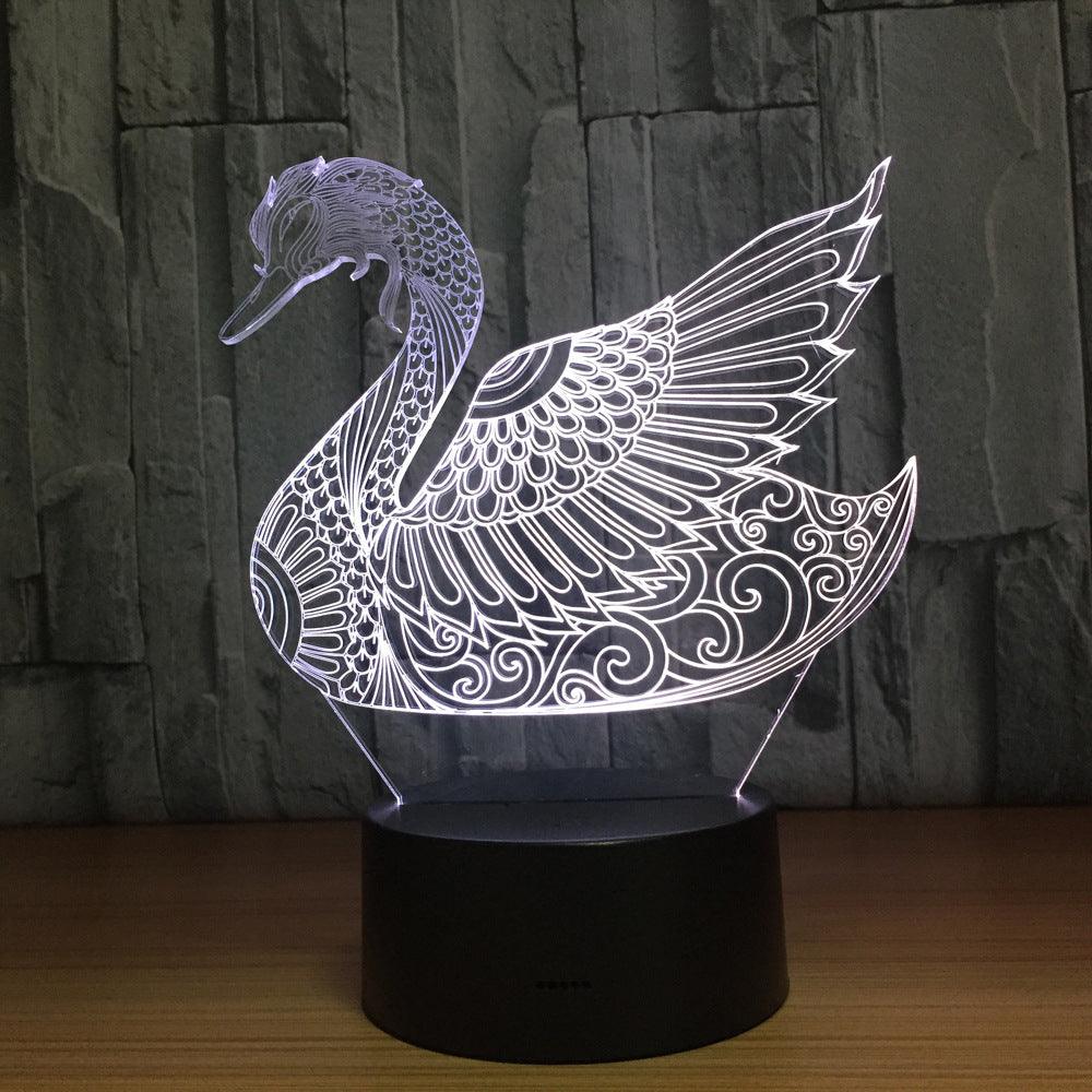 Abstract Swan 3D Lamp Graceful Light for Modern Spaces-3D Optical Lamp