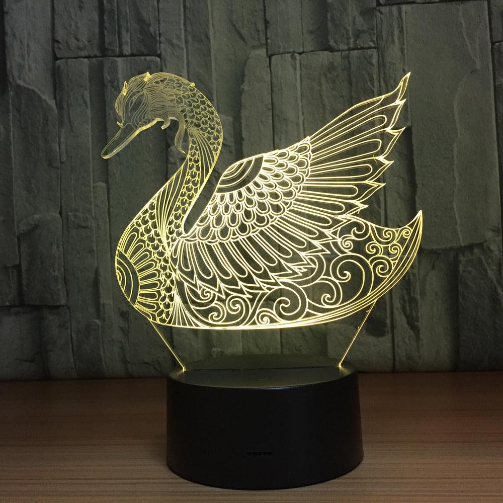 Abstract Swan 3D Lamp Graceful Light for Modern Spaces-3D Optical Lamp