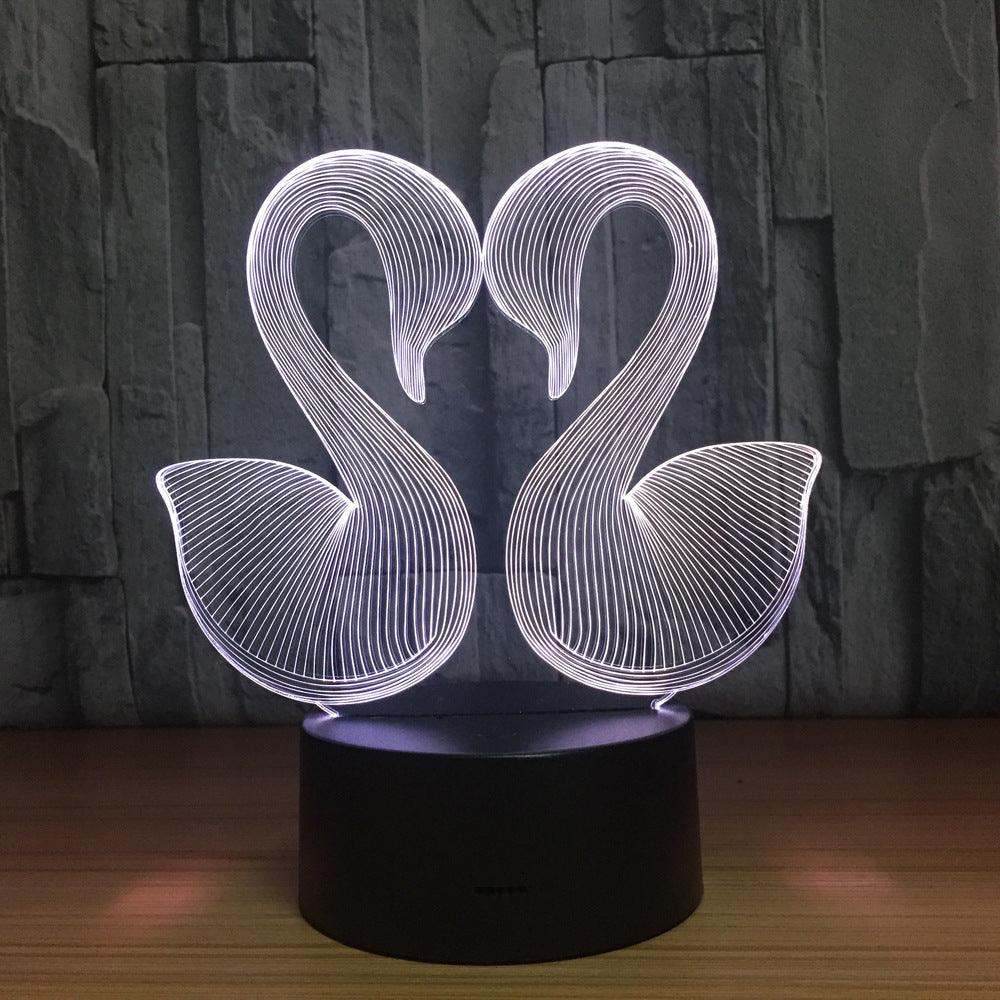 Swan Couple 3D Lamp Elegance Romance And Illusion In One-3D Optical Lamp