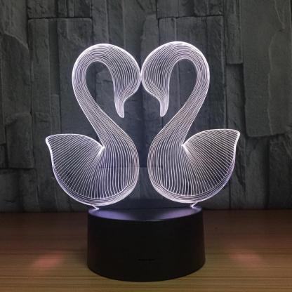 Swan Couple 3D Optical Illusion Lamp - 3D Optical Lamp