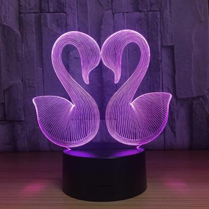 Swan Couple 3D Optical Illusion Lamp - 3D Optical Lamp