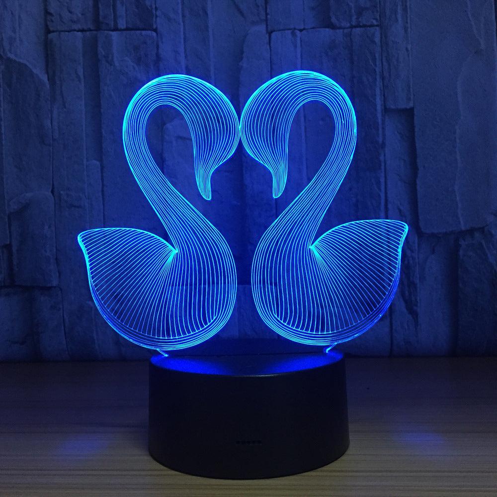 Swan Couple 3D Lamp Elegance Romance And Illusion In One-3D Optical Lamp