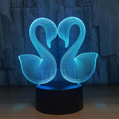 Swan Couple 3D Optical Illusion Lamp - 3D Optical Lamp