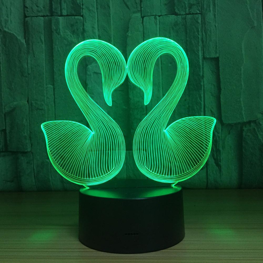Swan Couple 3D Optical Illusion Lamp - 3D Optical Lamp