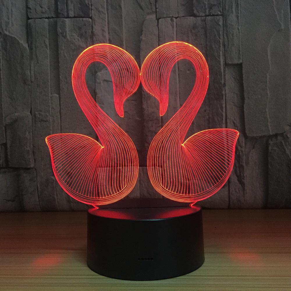 Swan Couple 3D Lamp Elegance Romance And Illusion In One-3D Optical Lamp
