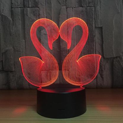 Swan Couple 3D Optical Illusion Lamp - 3D Optical Lamp