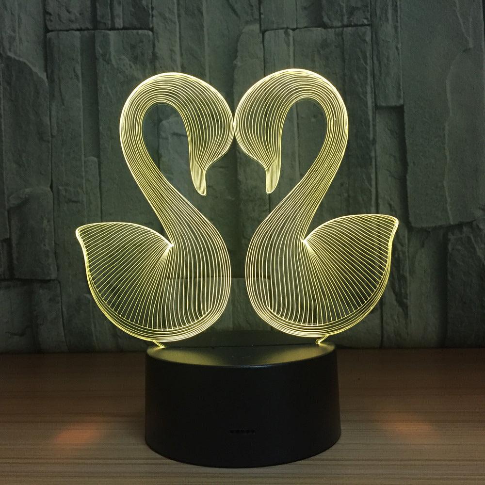 Swan Couple 3D Lamp Elegance Romance And Illusion In One-3D Optical Lamp