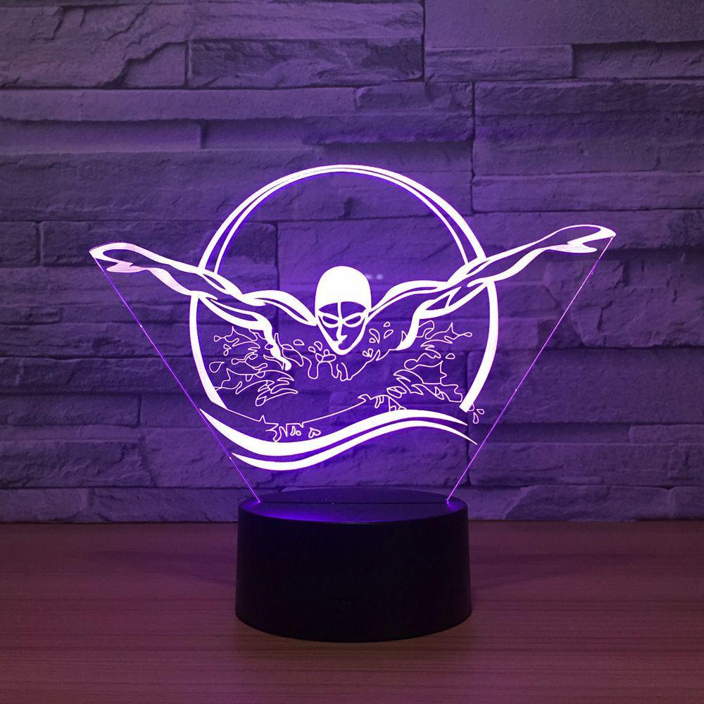 Swimming Butterfly Stroke 3D Optical Illusion Lamp-3D Optical Lamp