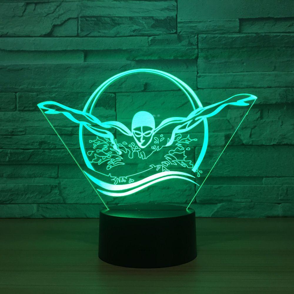 Swimming Butterfly Stroke 3D Optical Illusion Lamp - 3D Optical Lamp