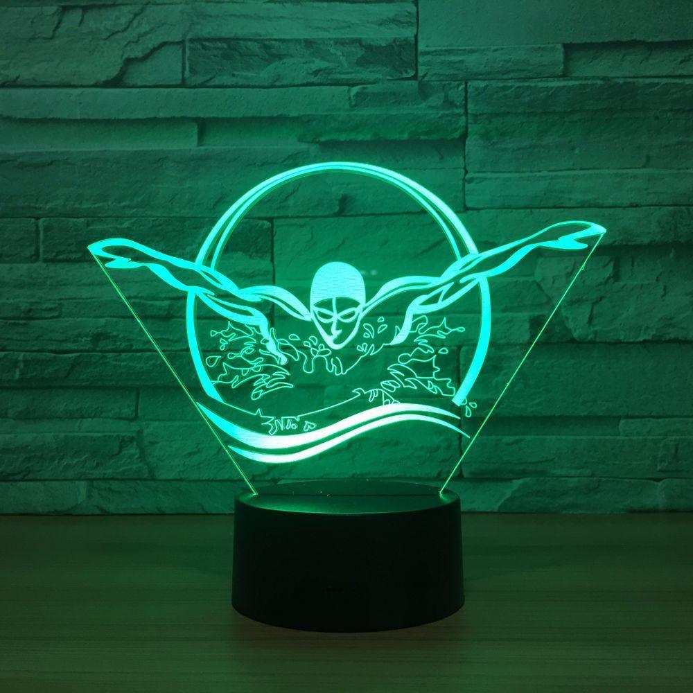 Swimming Butterfly Stroke 3D Optical Illusion Lamp - 3D Optical Lamp