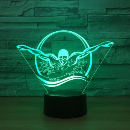 Swimming Butterfly Stroke 3D Optical Illusion Lamp - 3D Optical Lamp