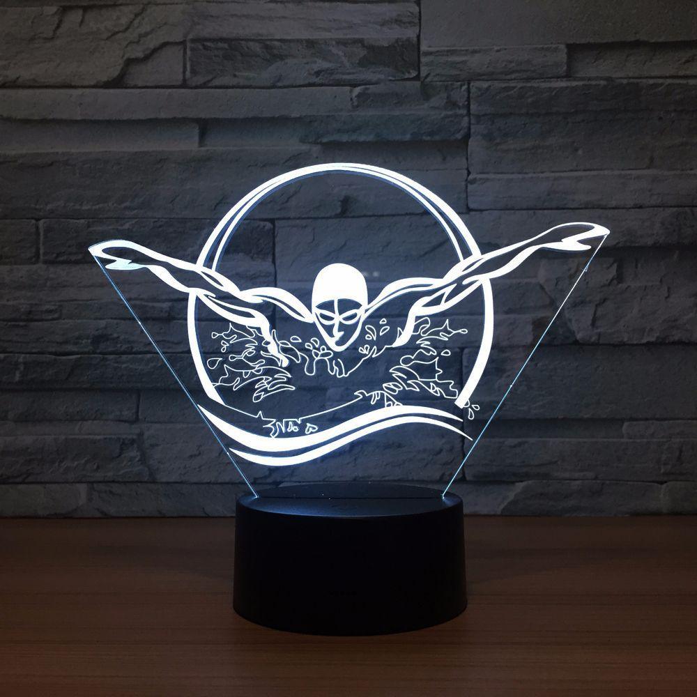 Swimming Butterfly Stroke 3D Optical Illusion Lamp-3D Optical Lamp
