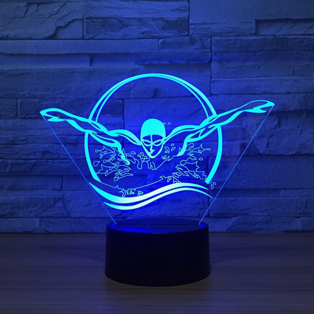 Swimming Butterfly Stroke 3D Optical Illusion Lamp - 3D Optical Lamp
